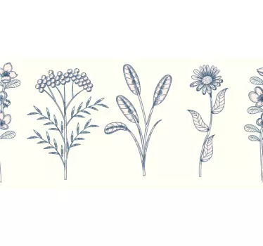 Greca adesiva decorazione floreale bordo - TenStickers