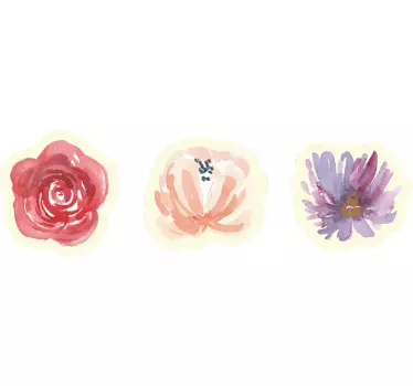 Greca adesiva design floreale acquerello - TenStickers