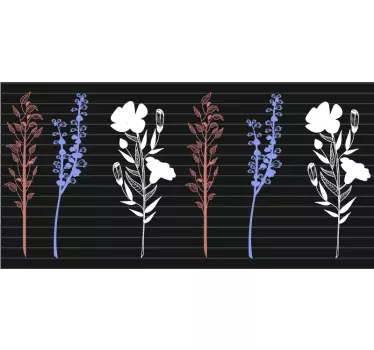 Greca adesiva rappresentazione floreale a schizzo - TenStickers