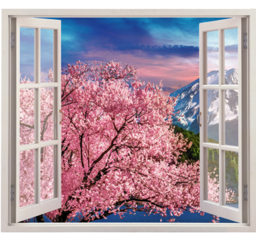 Adesivo murale soggiorno effetto 3d albero in fiore - TenStickers