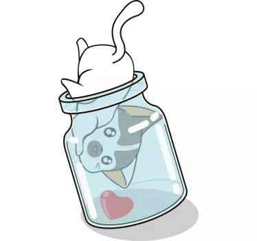 Adesivo per laptop barattolo di gatti giocosi - TenStickers