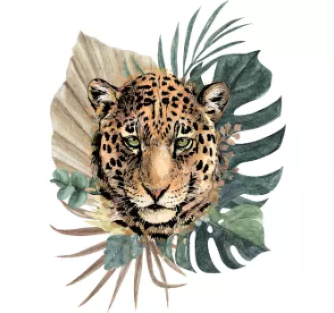 Adesivo testata letto faccia di leopardo nella giungla - TenStickers