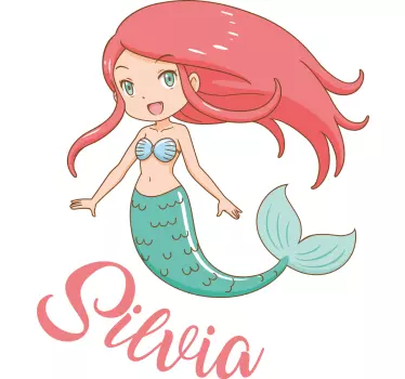 Adesivo per bambini personalizzazione sirena - TenStickers