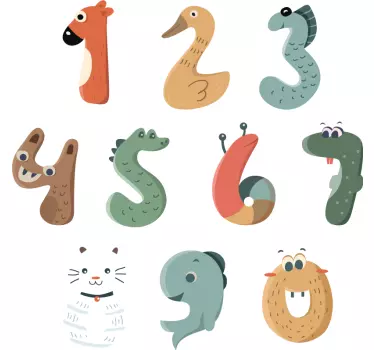Adesivo contenitore numeri di animali personalizzati - TenStickers