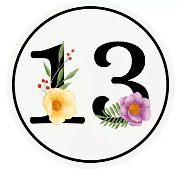 Adesivo contenitore numero floreale personalizzato - TenStickers