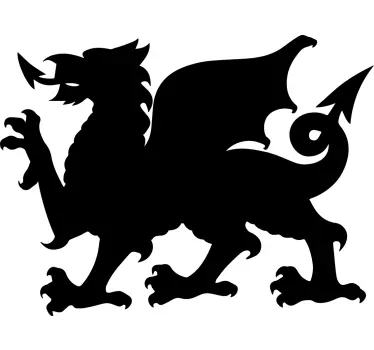 Adesivo lavagna silhouette drago gallese - TenStickers