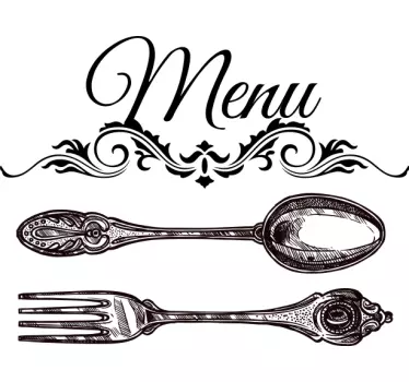 Adesivo per frigo menu elegante posate - TenStickers
