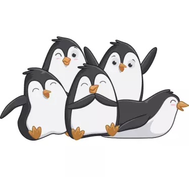 Adesivi animali per bambini famiglia di pinguini felici - TenStickers