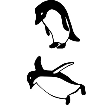 Adesivo per frigo duo di pinguini giocosi - TenStickers
