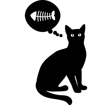 Adesivo per frigo silhouette di gatto pensieroso - TenStickers