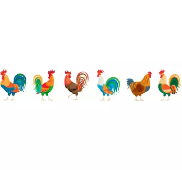 Greca adesiva esposizione di galli colorati - TenStickers
