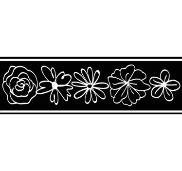 Greca adesiva motivo floreale bordato - TenStickers