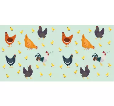 Adesivo per frigo galli colorati della fattoria - TenStickers