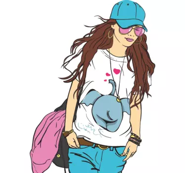 Sticker decorativo ragazza casual - TenStickers