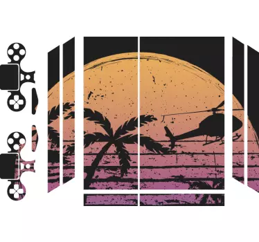 Adesivo Ps4 scena dell'elicottero al tramonto - TenStickers