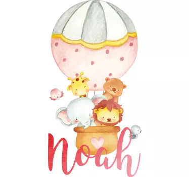 Adesivo per bambini avventura in mongolfiera personalizzata - TenStickers
