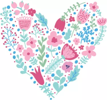 Sticker decorativo cuore floreale - TenStickers