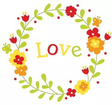 Sticker decorativo corona fiori love - TenStickers