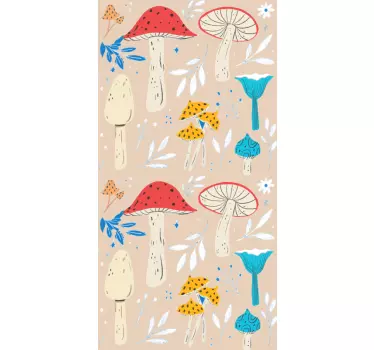 Adesivo per frigo motivo floreale fungo - TenStickers