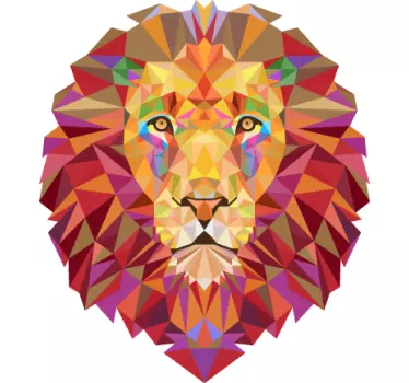 Adesivo 3D leone geometrico - TenStickers