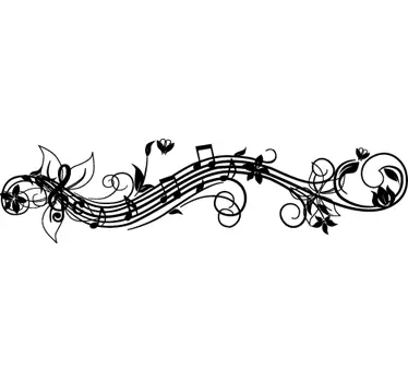 Sticker decorativo cornice musica e fiori - TenStickers