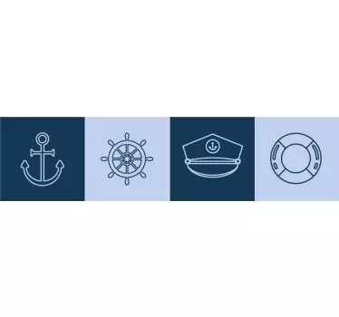 Adesivo per scale collezione di simboli nautici - TenStickers