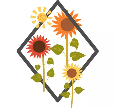 Adesivo murale soggiorno girasoli vivaci - TenStickers