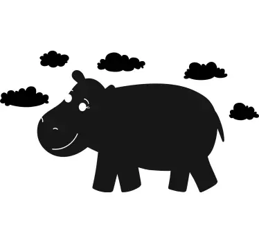 Adesivo lavagna simpatico disegno di ippopotamo - TenStickers