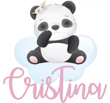 Adesivo cameretta neonato panda con nome - TenStickers