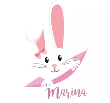 Adesivo cameretta neonato grafica con coniglio carino - TenStickers