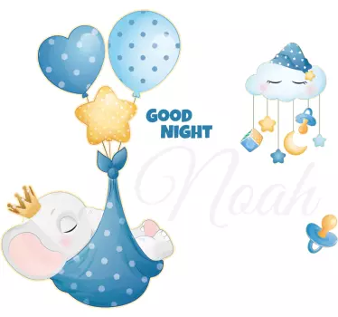 Adesivo cameretta neonato palloncini elefante sognante - TenStickers