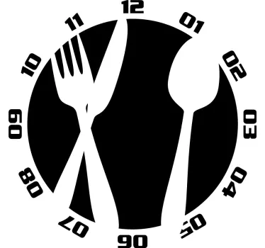 Sticker orologio posate cucina - TenStickers