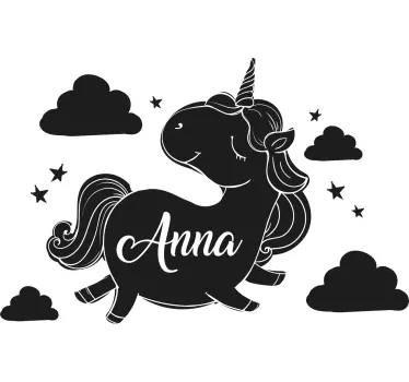 Adesivo per bambini design unicorno personalizzato - TenStickers