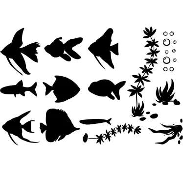 Adesivo specchio pesci acquario - TenStickers
