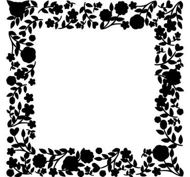 Adesivo specchio cornice fiori - TenStickers