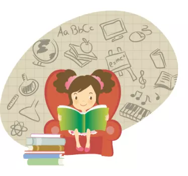 Adesivo bambini bimba con libro - TenStickers