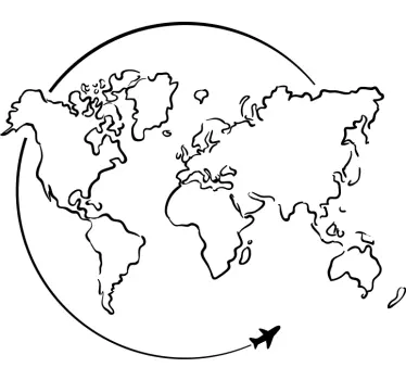 Sticker mappamondo mappamundi circulo avión - TenStickers