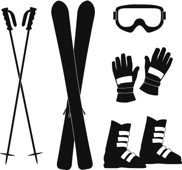 Adesivo sport estremo collezione di attrezzatura da sci - TenStickers