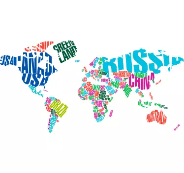 Sticker mappamondo colorato stati - TenStickers