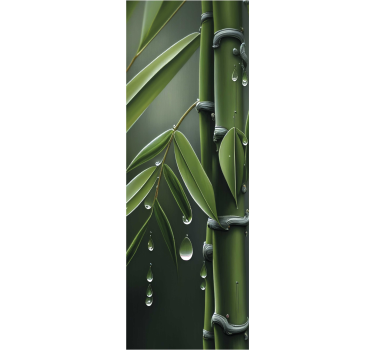 Adesivo per frigo vinilo bambú con gotas - TenStickers
