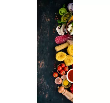 Adesivo per frigo vinilo comida sobre madera - TenStickers