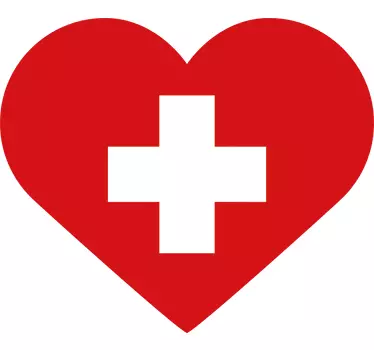 Adesivo bandiera svizzera a forma di cuore - TenStickers