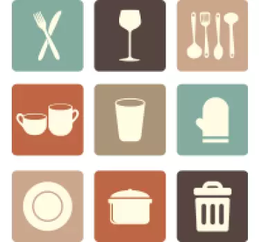 Adesivo murale posate iconos cajones cocina - TenStickers