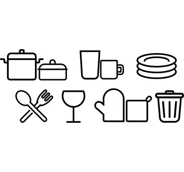 Adesivo murale posate iconos para cocina - TenStickers