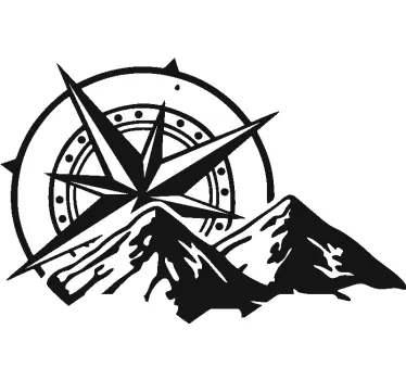 Adesivo per roulotte montagna della bussola - TenStickers