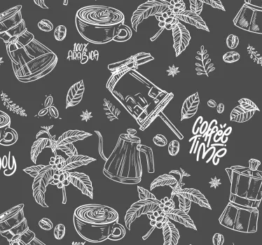 Adesivo per elettrodomestico elementi di caffè disegnati - TenStickers