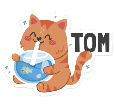 Adesivo gatti piatto d'acqua con nome - TenStickers