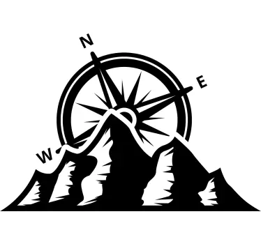 Adesivo per roulotte bussola e montagne minime - TenStickers