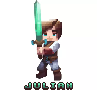 Adesivo murale videogioco personaggio pixelato con spadaPersonagg - TenStickers