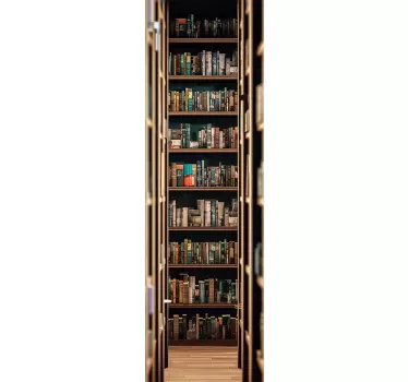 Adesivo per porta corridoio attraverso una biblioteca - TenStickers
